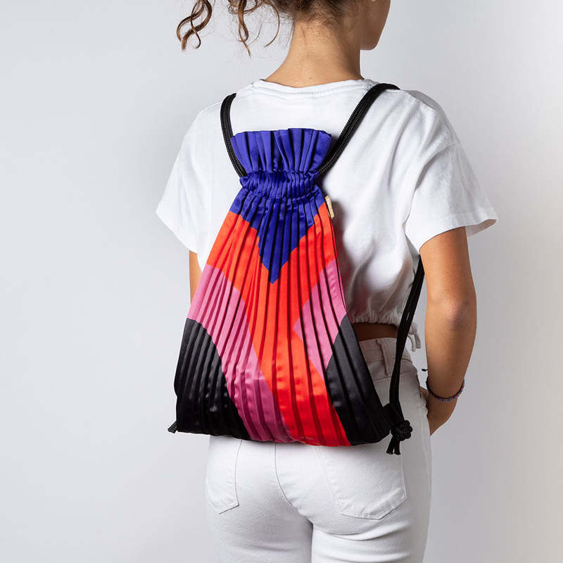 Rainbow Satin Pleated Backpack