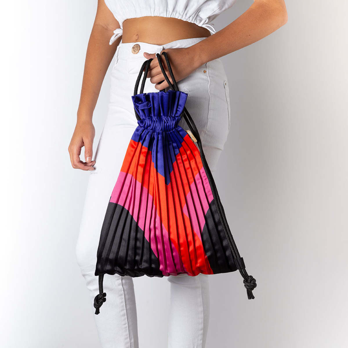 Rainbow Satin Pleated Backpack