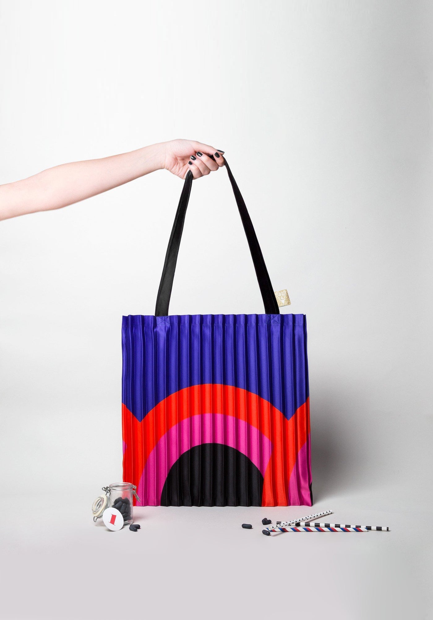 Pleated Tote Bag  Rainbow